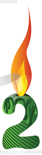 Image of Green number two in flame illustration vector on white backgroun