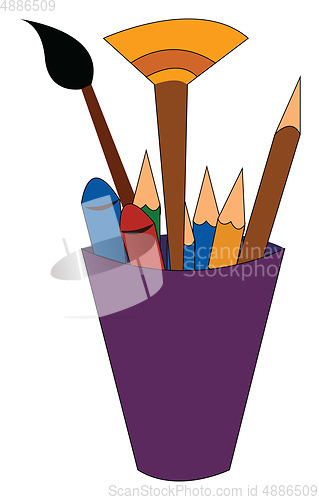 Image of A cup holding several pencils vector or color illustration