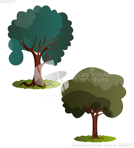 Image of Couple of green trees vector illustration on white background