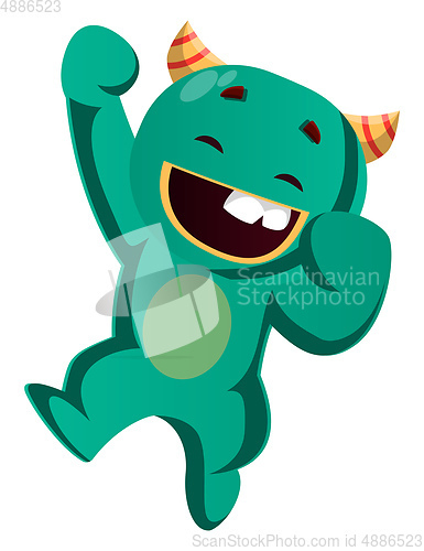 Image of Green monster jumping vector illustration