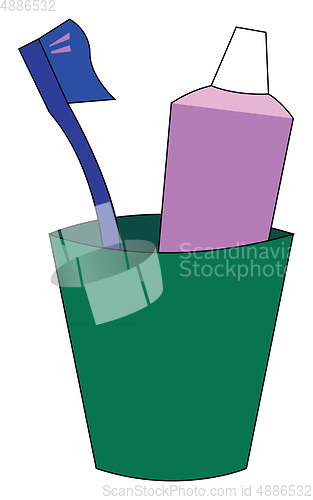 Image of A toothbrush holder with a toothbrush and toothpaste vector or c