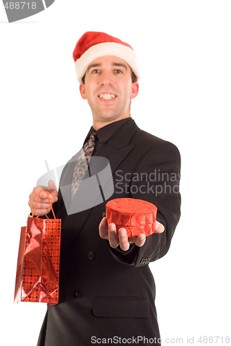 Image of Businessman Holding Gift