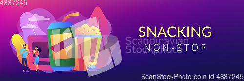 Image of Snacking non-stop concept banner header.