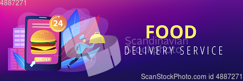 Image of Food delivery service concept banner header.