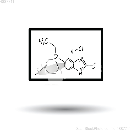 Image of Icon of chemistry formula on classroom blackboard