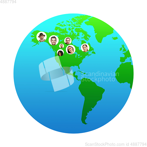 Image of World global cartography - Earth international concept, connecting people all around the world