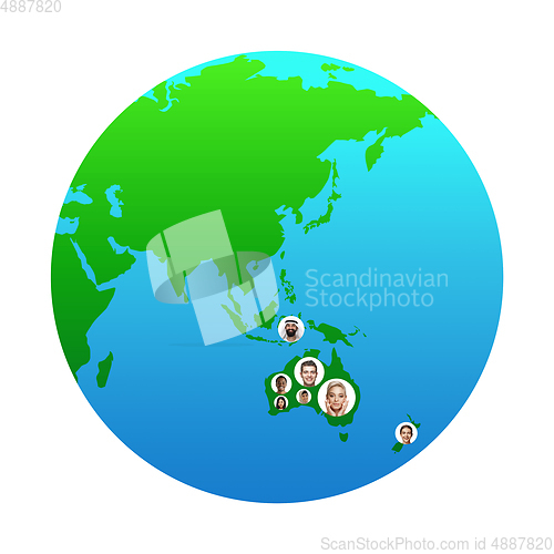 Image of World global cartography - Earth international concept, connecting people all around the world