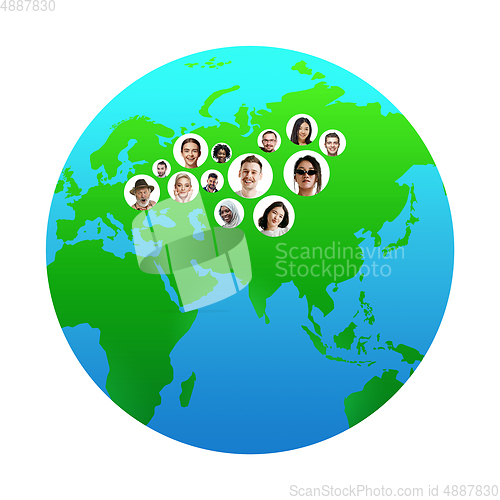 Image of World global cartography - Earth international concept, connecting people all around the world