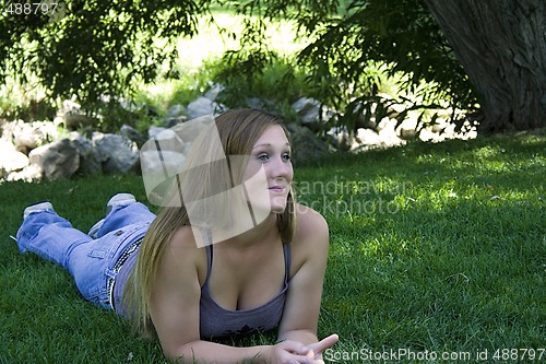 Image of Beautiful Girl in the Park