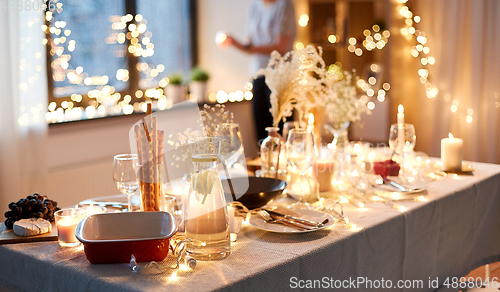 Image of dinner party table serving at home