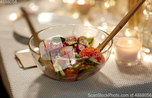 Image of vegetable salad on table at home dinner party