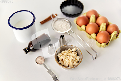 Image of cooking ingredients and kitchen tools for baking