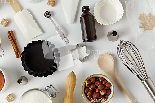 Image of cooking ingredients and kitchen tools for baking