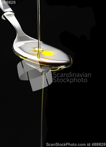 Image of olive oil on a spoon