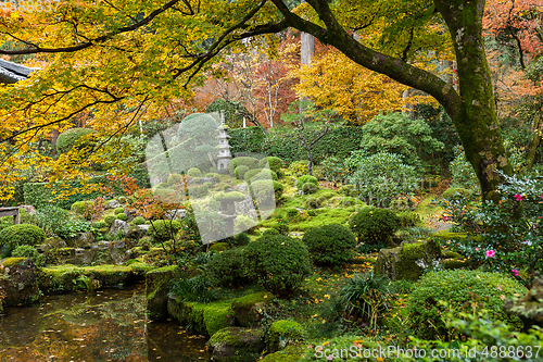 Image of Japanese temple in autumn