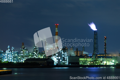 Image of Refinery petrochemical factory at night