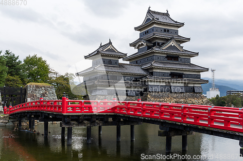 Image of Matsumoto Castle and bridge in Japan