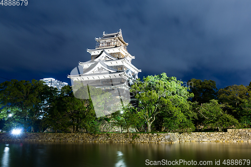 Image of Beautiful Hiroshima castle in Japan at night