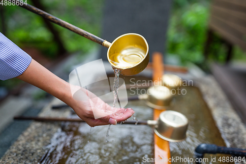 Image of Water purification at entrance of the Japanese temple