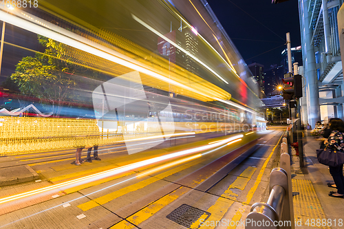 Image of Hong Kong with busy traffic at night