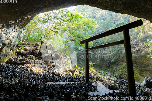 Image of Shinto shrine gateway in the cave