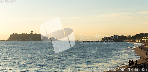 Image of Yuigahama coast of Shonan at sunset