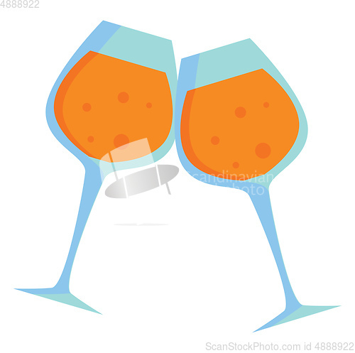 Image of Two clinking wine glasses vector or color illustration