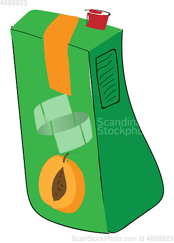 Image of Green package of apricot juice vector illustration on white back