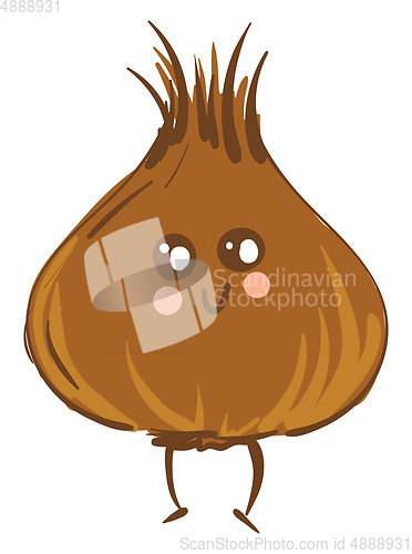 Image of Cute smiling brown onion vector illustration on white background