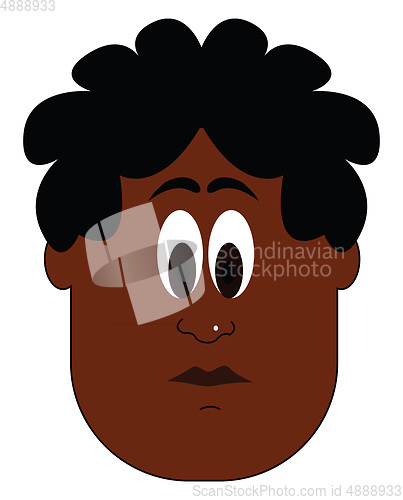 Image of A portrait of dark boy vector or color illustration