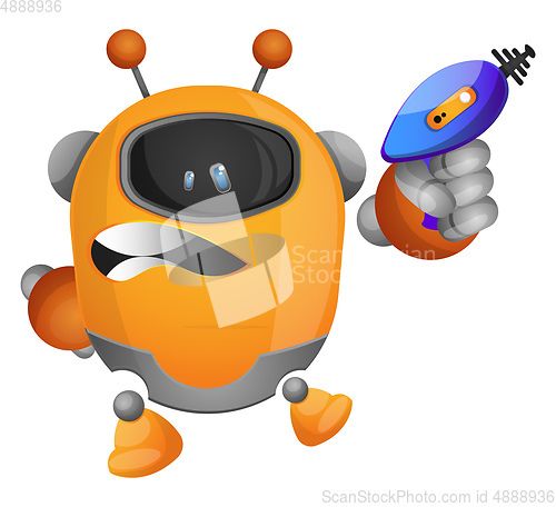 Image of Robot holding a laser gun illustration vector on white backgroun