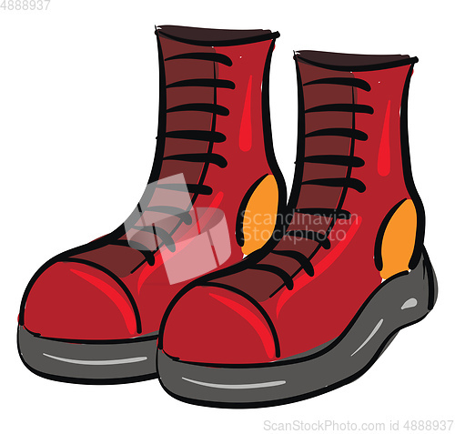 Image of Clipart of a pair of red boots vector or color illustration