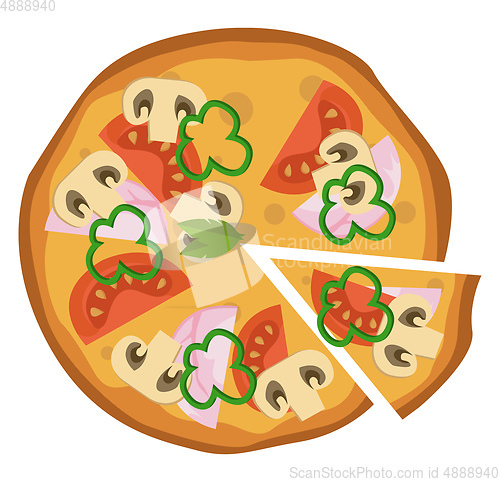 Image of Hammushroom and tomato pizzaPrint
