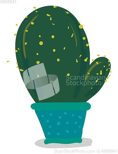 Image of A big cactus plant in a blue flower pot vector color drawing or 