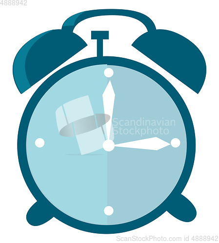 Image of A teal colored alarm clock, vector color illustration.