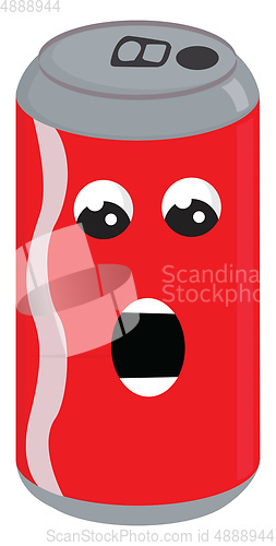 Image of Screaming red soda can vector illustration on white background