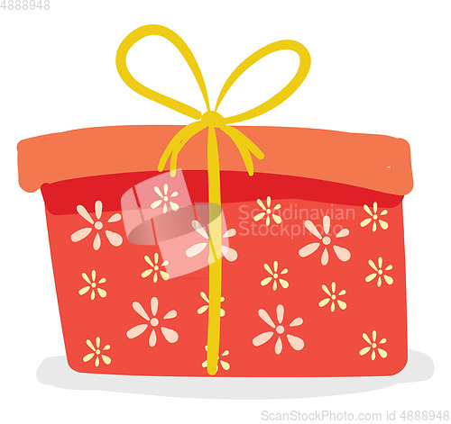 Image of A rectangular present box with beautiful decorative paper tied w