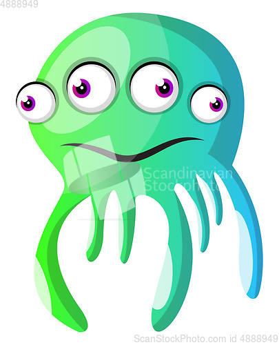Image of Blue four eyes meduza illustration vector on white background