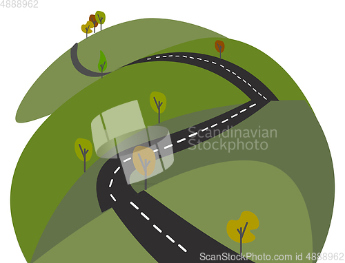Image of A long stretching road vector or color illustration