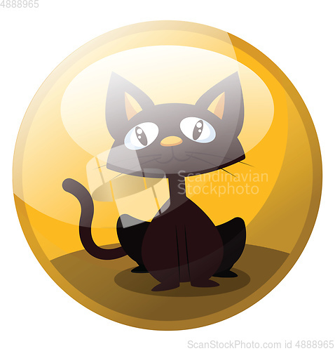 Image of Cartoon character of a brown cat sitting and smiling vector illu
