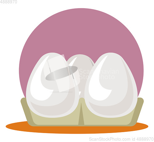Image of Egg Tray with eggs, vector color illustration.