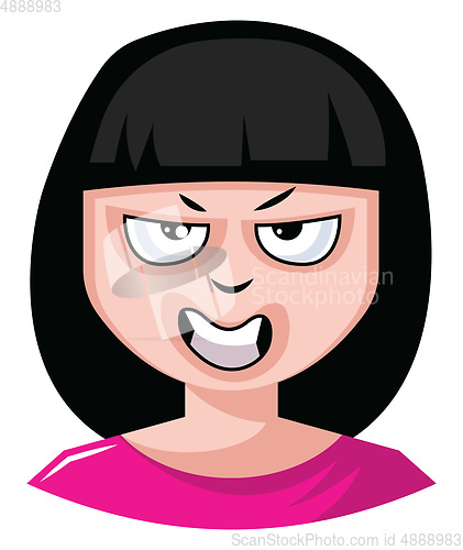 Image of Girl in pink top is very frustrated illustration vector on white