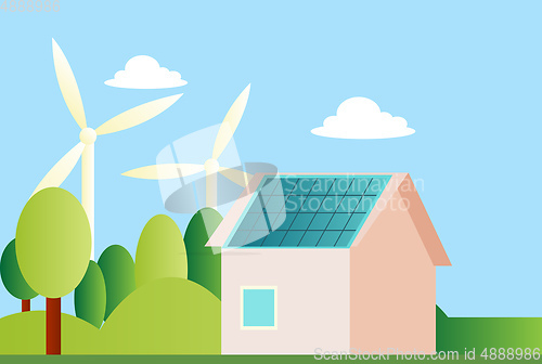 Image of Ilustration of a sustainable house illustration vector on white 