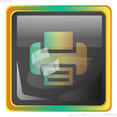 Image of Print grey square vector icon illustration with yellow and green