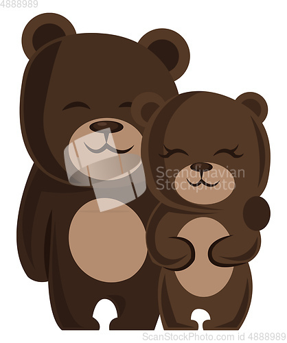 Image of A male and a female bear hugging each other vector illustration 