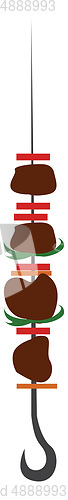 Image of A long metal barbecue stick vector or color illustration