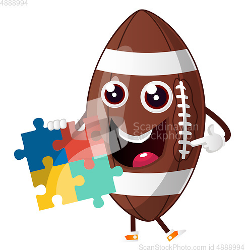 Image of Rugby ball is holding puzzle, illustration, vector on white back