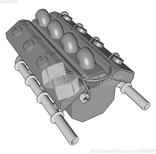 Image of Vector illustration of abstract grey car engine on white backgro