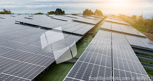 Image of Solar panel under sunlight