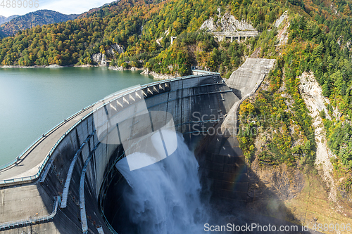 Image of Kurobe Dam and rainbow